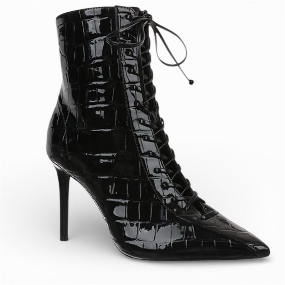 I.N.C. International Concepts updates stiletto Hariet Lace-Up Booties 6.5M Black